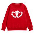 thumbnail image 4 of UACY Kids Heart Print Crewneck Pullover Sweatshirt, Soft Cotton Long Sleeve, Casual Loose Outwear Top for Girls and Boys (Red, 11-12 Years), 4 of 6
