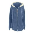 thumbnail image 4 of Reduce Womens Oversized Fuzzy Fleece Open Front Hooded Pockets Cardigan Jackets Loose Fit Sherpa Coat Color Block Print Winter Warm Plush Zip Outerwear (Blue#01 XXL), 4 of 5