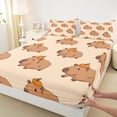 thumbnail image 4 of Erosebridal Kawaii Animals Capybara Bed Sheets,Brown Rodent Animal King Sheets For Kids Girls 4 Pieces, 4 of 6
