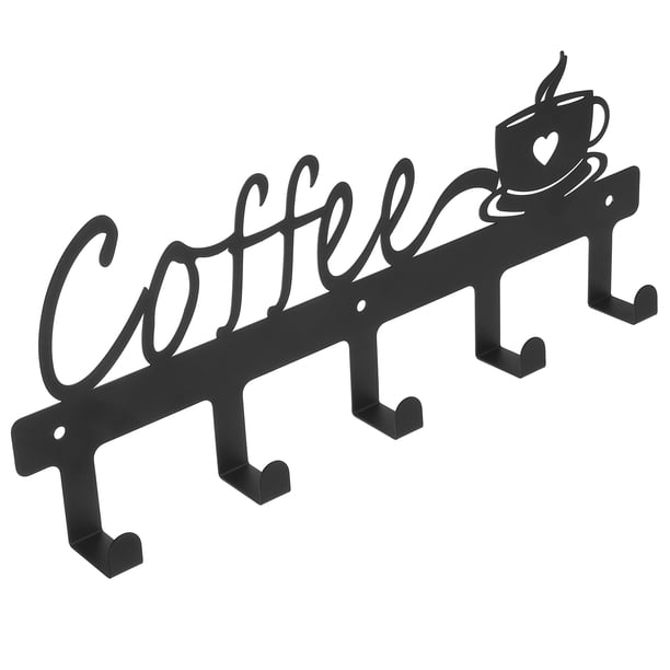 WORGEOUS Estante de pared para tazas de café, soporte para tazas de café montado en la pared con 4 ganchos, estante de pared para cocina