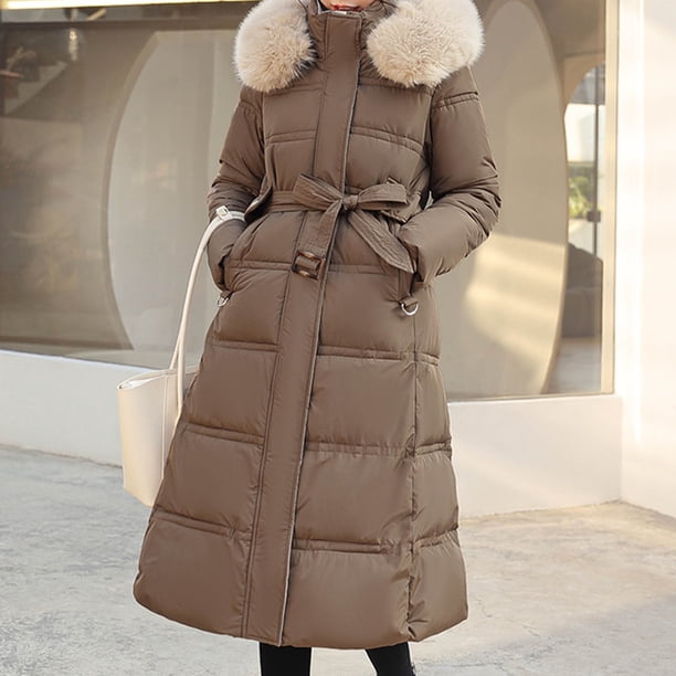 ICHUANYI Clearance Women Hooded Zippers Solid Medium And Long Term Loose Long Sleeve Warm Blouse Coat Jackets(Coffee, XL) ICHUANYI WER2023081508206