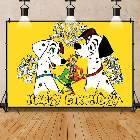 101 Dalmatians Happy Birthday Backdrop Banner Poster for Dalmatians Theme Party Decorations Birthday Supplies Background Studio Shoot Photo Props Booth