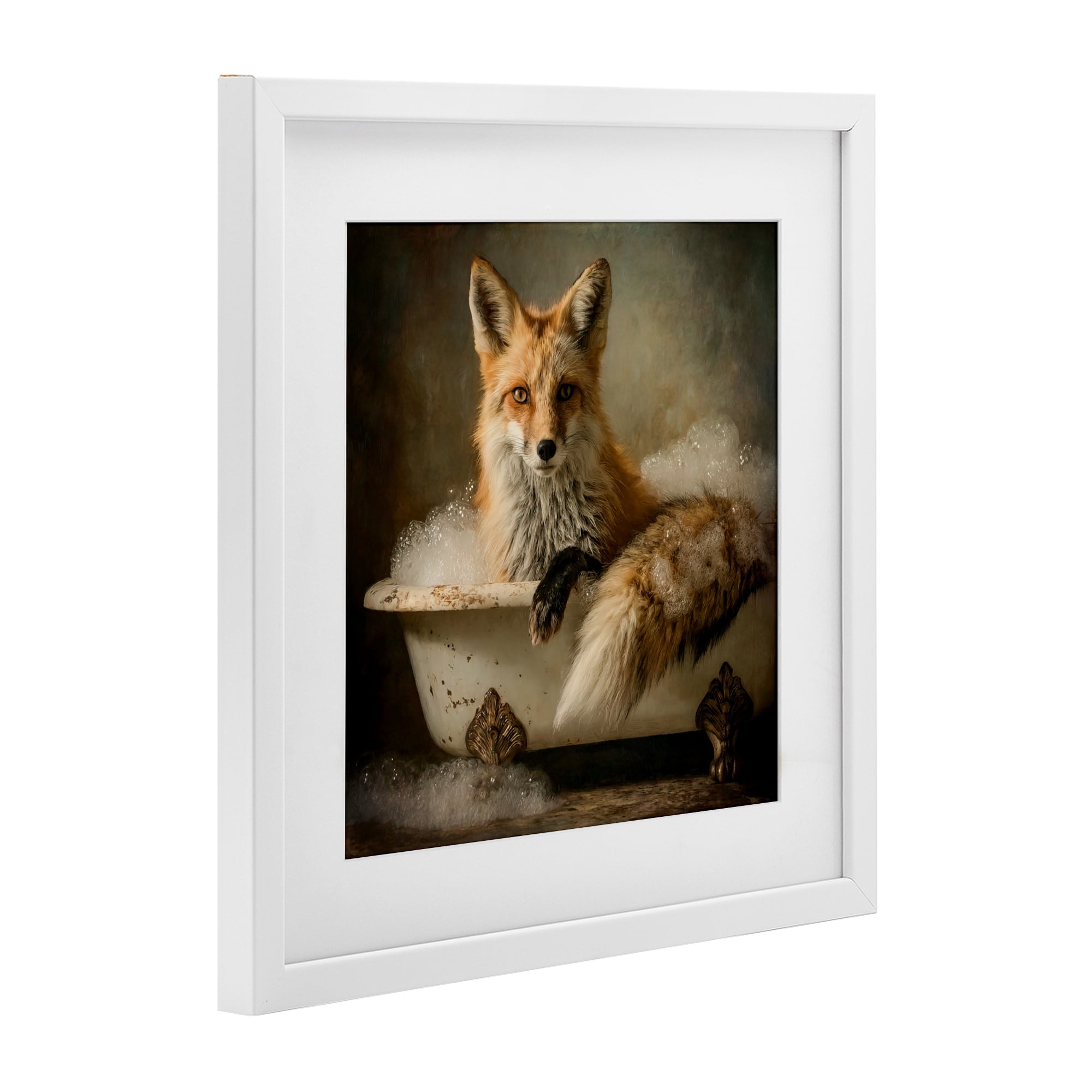 Stupell Industries Red Fox Bubble Bath White Framed Print Under Glass, design by Tina LeCour