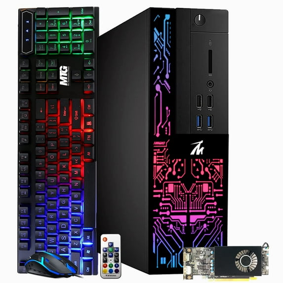 Restored TechMagnet Gaming PC Desktop Intel Core i3 6100 3.2GHz,Siwa 6 with AMD RX-550 4GB DDR5,16GB RAM,256GB SSD,HDMI,DVI,VGA,RGB Keyboard,Mouse,Wi-Fi,Windows 11 Professional