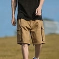 thumbnail image 6 of cllios Men's Big and Tall Cargo Shorts with Pockets Loose Fit Drawstring Waist Outdoor Short Summer Casual Shorts Brown XXL, 6 of 7