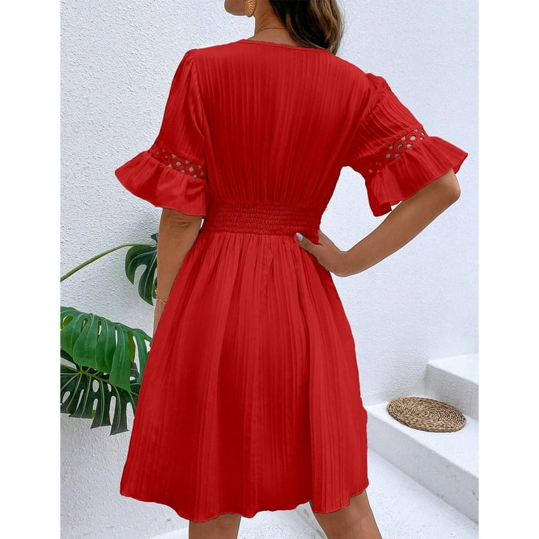 knee length dresses for ladies The HOLDEN Floral Babydoll Tiered Midi Dress X-Large / Wheat