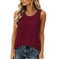 thumbnail image 6 of HongQid Women's Linen Sleeveless Tank Top Scoop Neck Cotton Blend Textured Woven Loose Split Hem Spring Summer Clothes Ladies Trendy Casual Layering Camisole, 6 of 10