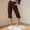 Brown, variant on Long Shorts Shorts Women Bermuda Linen Shorts Shorts Bronze High Cotton Shorts for Woman,L