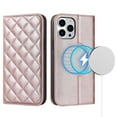 thumbnail image 2 of Wallet Case for iPhone 13 Pro Max 6.7 inch, Luxury Quilted PU Leather Flip Cover [Shockproof TPU] [Support Wireless Charging] with 2 Card Slots, Kickstand, FRID Blocking Case Cover, Rosegold, 2 of 10