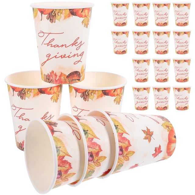 20 vasos de papel para Acción de Gracias, ideales para agua, helado o como recipiente para helado.