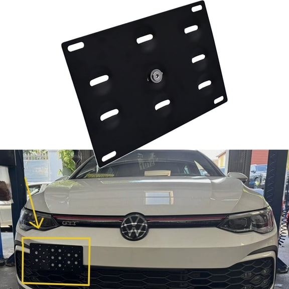 Front Tow Hook License Plate Mount Bracket Holder For VW MK8 Golf GTi 2022-2025