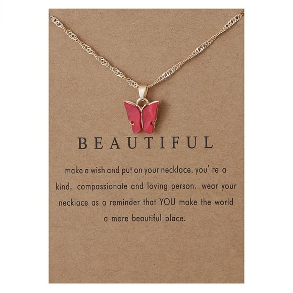 WREESH Collier Papillon Doux Collier en Acrylique Couleur Chaîne de Clavicule