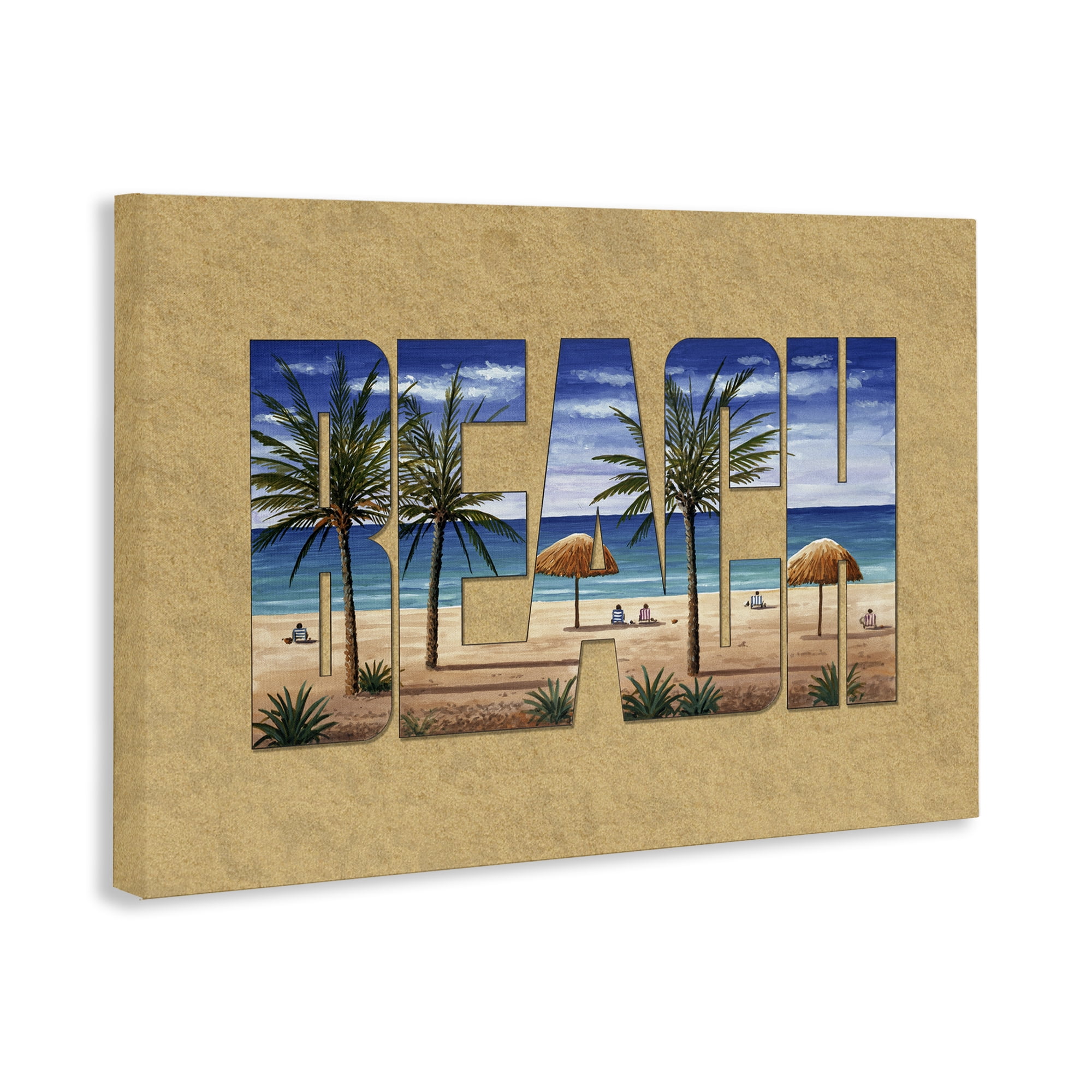 Stupell Industries Tropical Beach Outline Nautical & Beach Painting Wrapped Canvas Art Print Wall Art, 30 x 20