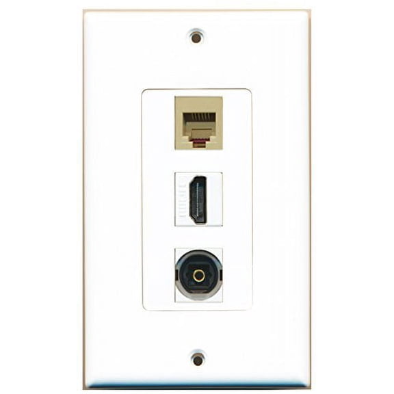 RiteAV - 1 Port HDMI 1 Phone RJ11 RJ12 Beige 1 Toslink Wall Plate Decorative