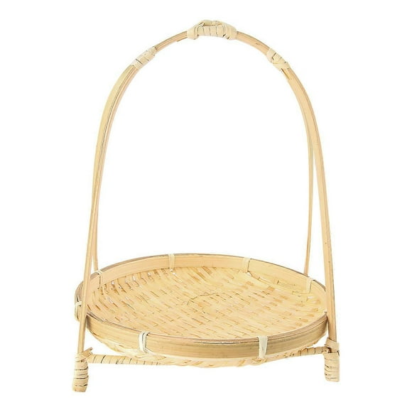 Bamboo Weaving Straw Baskets Tier Rack Wicker Fruit Bread Food Storage Kitchen Decorate Round Plate