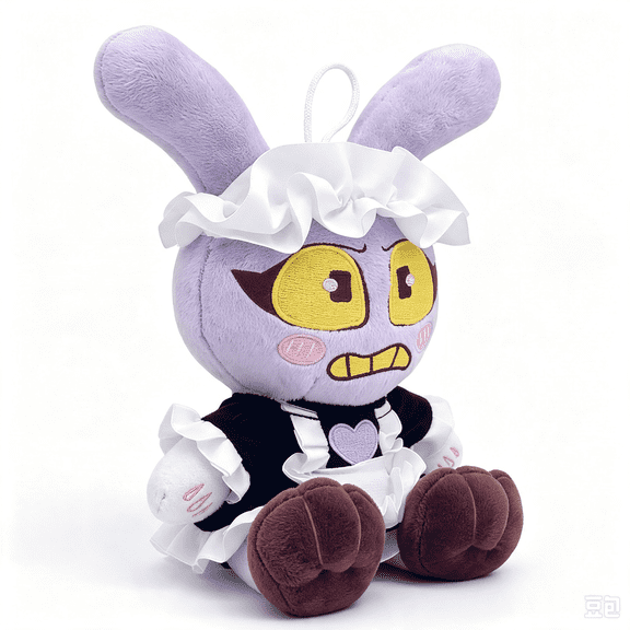 Maid Outfit Jax Rabbit Plush, The Amazing Digital Circus TADC Sitting Stuffed Doll, Anime Decor Plush Gift
