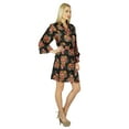 thumbnail image 3 of Bimba Women Floral Black Robe Short Cotton Getting Ready Bridesmaid Robes, 3 of 5