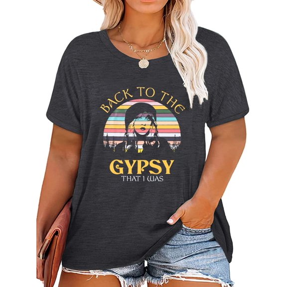 SUPEYA Plus Size Back to The Gypsy T-Shirt Women Country Music Graphic Vintage Shirt Casual Short Sleeve Tee Tops (5XL)