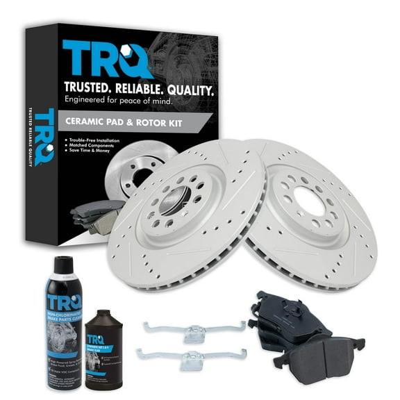 TRQ Front Brake Performance Rotor Ceramic Brake Pad Kit for Audi VW Golf Jetta BKA21507 Fits select: 2004 VOLKSWAGEN JETTA GLS, 2003 VOLKSWAGEN GOLF