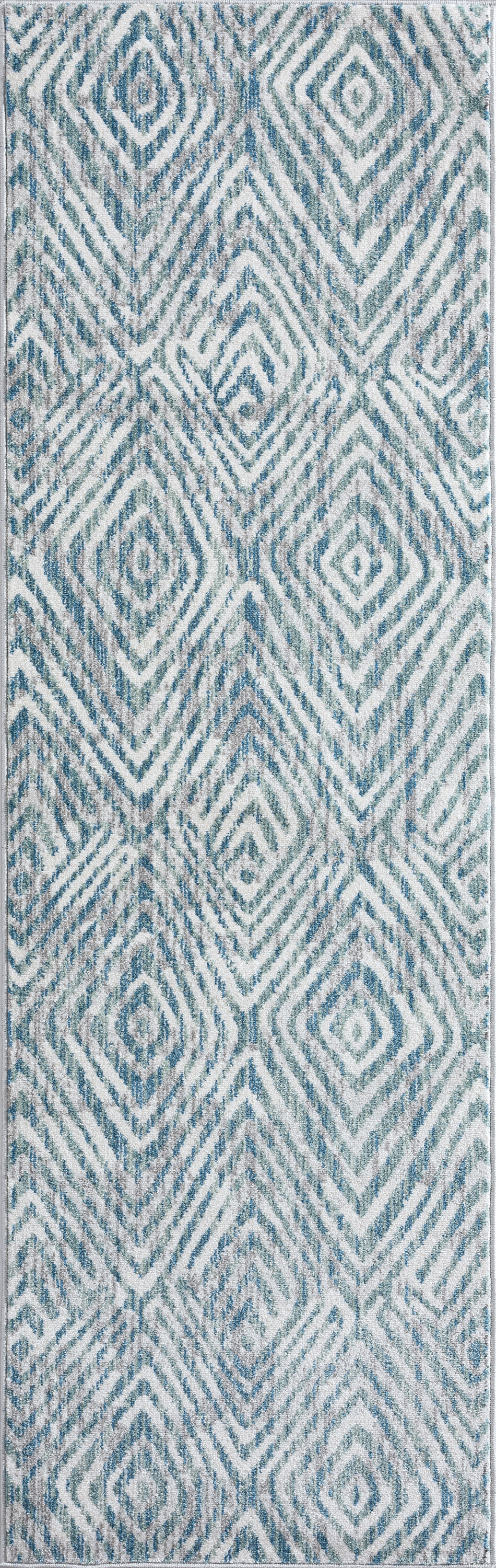 Contemporary 2x8 Area Rug (2'3'' x 7'7'') Abstract Navy, Cream Indoor Runner Easy to Clean