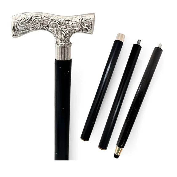 Vintage Silver Brass Handle Handmade Cane Wooden Walking Stick – Perfect Gift for All