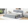 thumbnail image 2 of King Size Wooden Platform Bed - Four Storage Drawers & Support Legs, Gray, 2 of 16