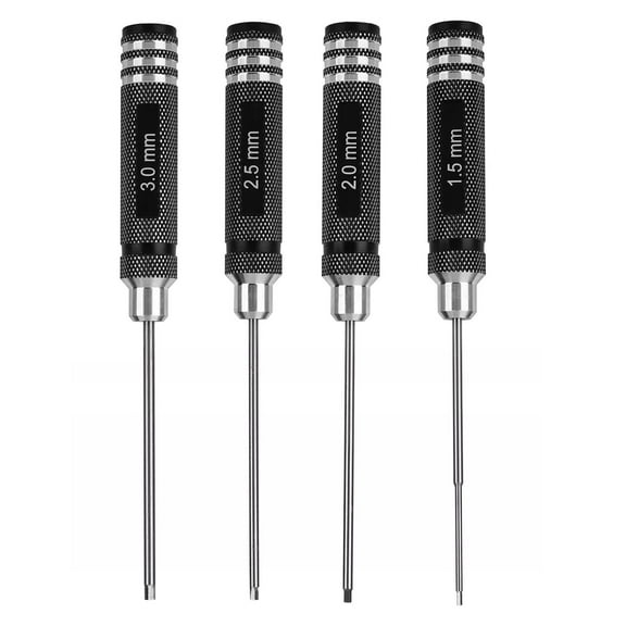 APPLAYERR RC Hex Screwdriver Kit 1.5 2.0 2.5 3.0mm 4pcs HSS Steel Aluminum Alloy for RC Car Helicopter Drone