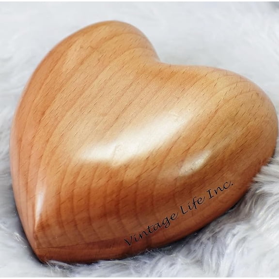 Heart Shaped Wooden Cremation Urn for Ashes | Funeral urn, Memorial Ashes Keepsake | Beige Wooden Burial Urn for Pets & Human Ashes