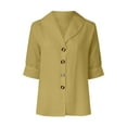 thumbnail image 4 of Women Summer Tops Womens Shirt Stand Collar Button Casual Long Sleeve Solid Color Top Women 2pk Tee Shirt Short Girl Womens Tee Pack Teen Apparel Ladies Tan Summer Tops Elegant Long Sleeve Yellow M, 4 of 5