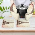 thumbnail image 6 of Eiffel Tower Oven Mitts And Pot Holders Sets of 4 Oven Gloves Set Potholders for Kitchen Cooking Baking Grilling Anti Scald Hot Pads And Heat Resistant, 6 of 6