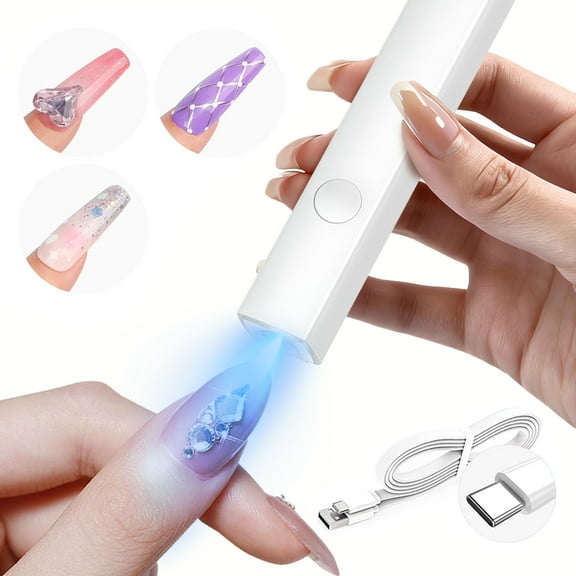 Genreen U V Light for Nails: Handheld Gel Lamp for Gel Nails Flash Cure Lamp for LED Nail Lamp Portable Mini Nail Dryer Polish Nail Glue USB Flashlight Home DIY Manicure Art