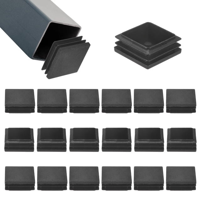 Uxcell 20 Paquete Tapones de extremo de tubo 1.5 x 1.5" Tapones de agujero de plástico cuadrados para patas de silla / taburete de bar