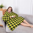 thumbnail image 5 of Oversized Wearable Blanket Hoodie,Yellow Black Checkerboard Checkered Pattern Sherpa Blanket Hoodie with Super Pockets,Super Warm Fuzzy Pullover for Women & Men, 5 of 6