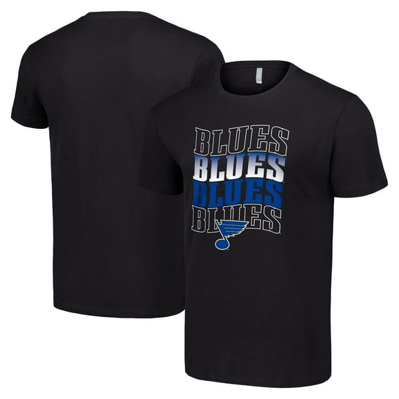 Men's Starter Black St. Louis Blues Four Team Name Logo T-Shirt