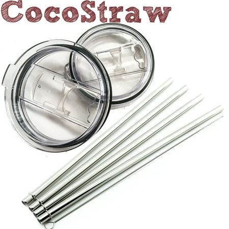 New Mens Stainless Steel Relic (Replacement Lid for Ozark Trail 30 oz + 4 Stainless Steel Straws CocoStraw Vacuum Yeti RTIC Tumbler Rambler Drinking)