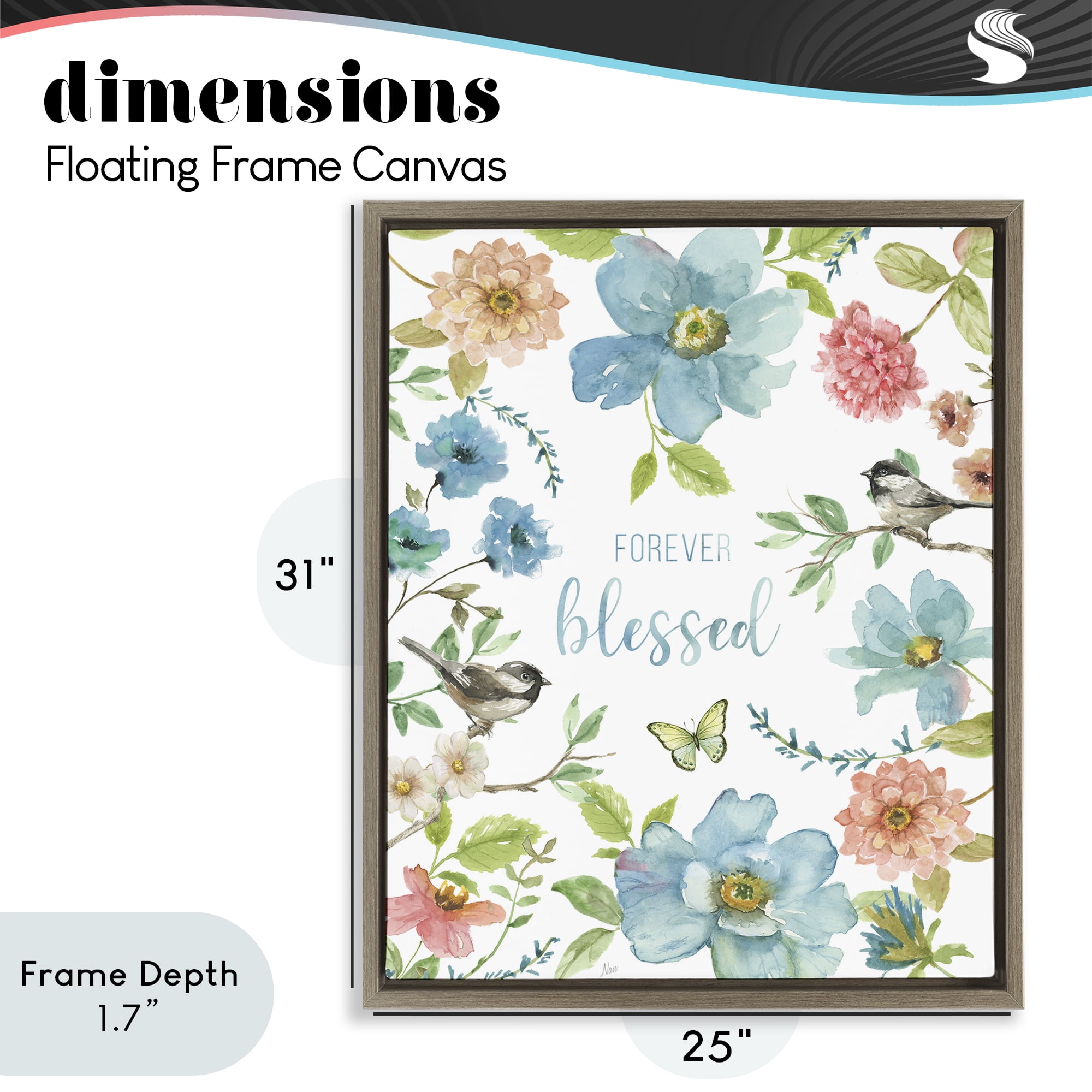 Stupell Industries Forever Blessed Pink & Blue Brown Framed Floater Canvas Wall Art, design by Nan