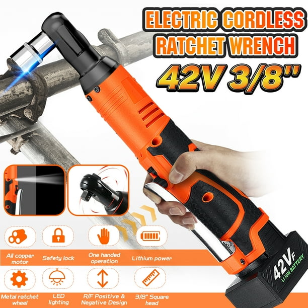 Electric Ratchet Wrench, 3/8'' 42V 90Nm 8000mAh Cordless Right Ratchet