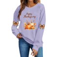 thumbnail image 2 of VKOYWKM Women's Happy Thanksgiving Sweatshirt Funny Letter Pumpkin Print Long Sleeve Crewneck Fall Pullover Tops, 2 of 5
