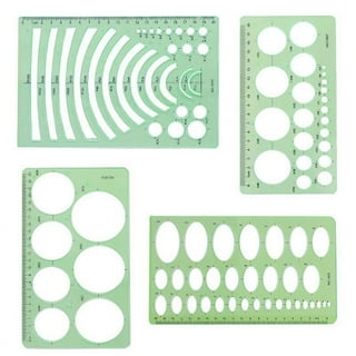 Boao 4 Pieces Template Plastic Rulers Circle Oval Circle Radius Drawing  Templates for Office and School Supplies (Clean Green) 