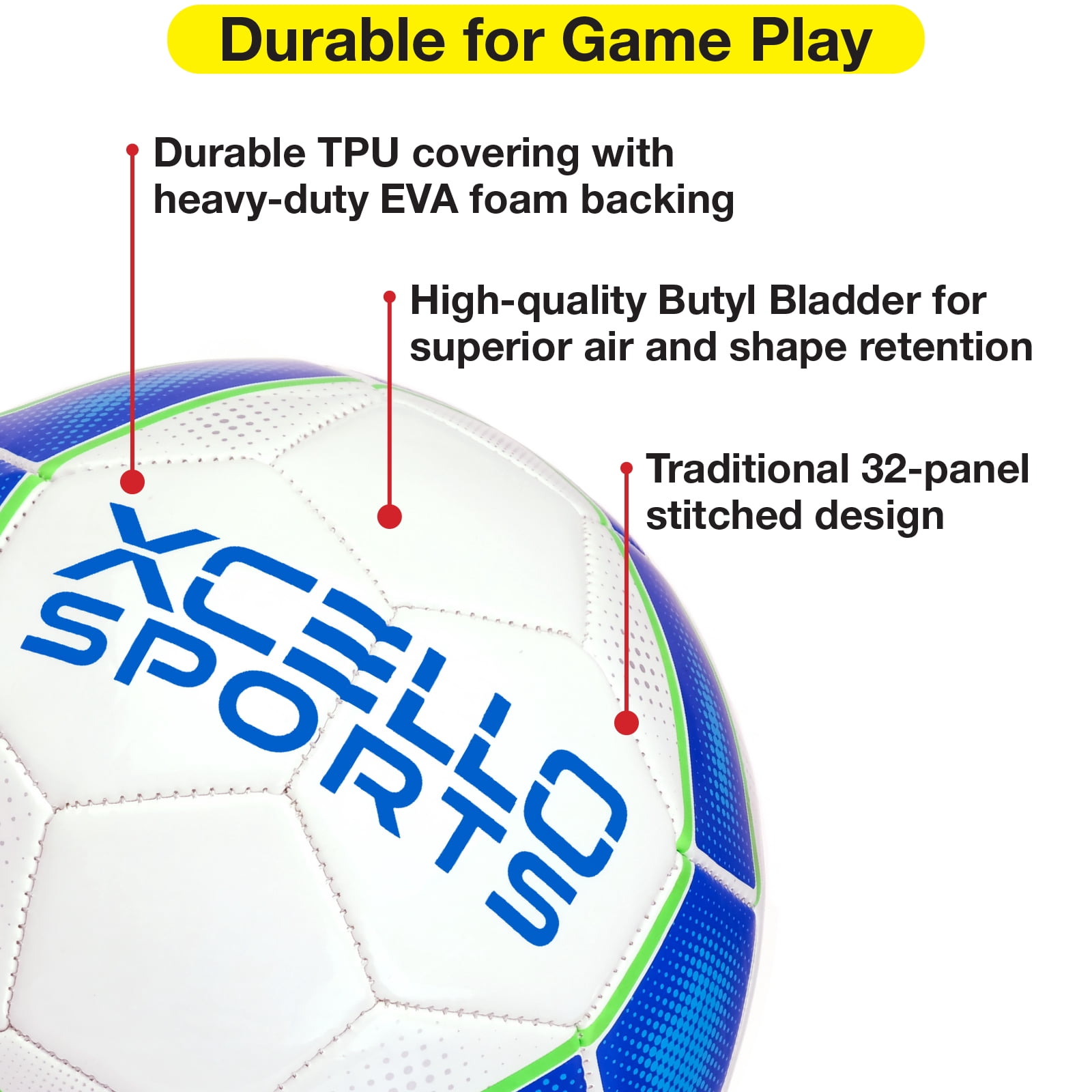 Xcello Sports Soccer Ball Size 5, Premium Durable Tbu Cover Small Soccer Ball, Youth Soccer Ball with Pump, Official Match Size and Weight, Blue/Red, Pack of 2