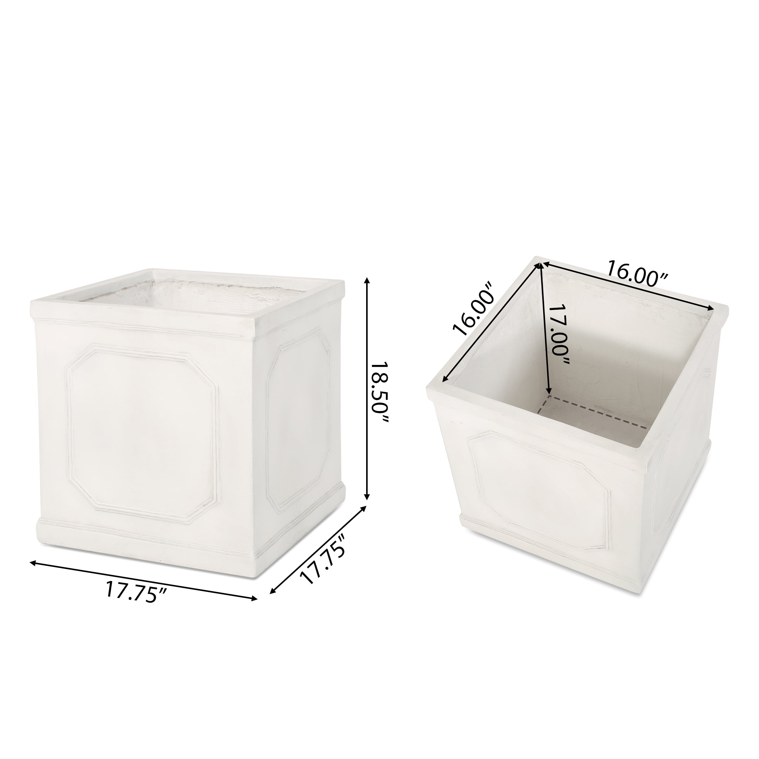 GDF Studio Greg Outdoor Cast Stone Planter, Antique White Large