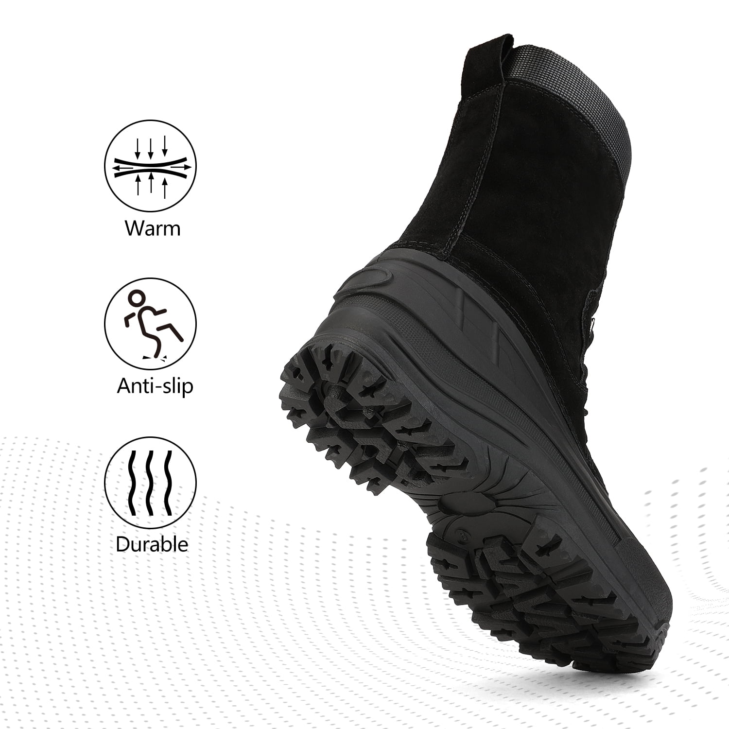 Nortiv8 Mens Winter Warm Outdoor Hiking Boots Snow Boots Insulated Waterproof Work Boots Shoes Terrex-2M Black Size 8