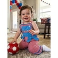 thumbnail image 4 of BemeyourBBs Toddler Baby Girls 4th of July Outfit Romper Overalls Patriotic Independent Day Summer Clothes Plaid Flag Embroidery Sleeveless Jumpsuits Overalls Bell Bottom, 4 of 9