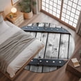 thumbnail image 3 of 3.3ft Round Rug, Grey Wood Grain Non-Skid Rubber Backing Large Area Rugs - Living Room Bedroom Home Office, Country Vintage Barn Door Rustic Lodge Indoor Floor Mat Carpets Washable Rug, 3 of 9