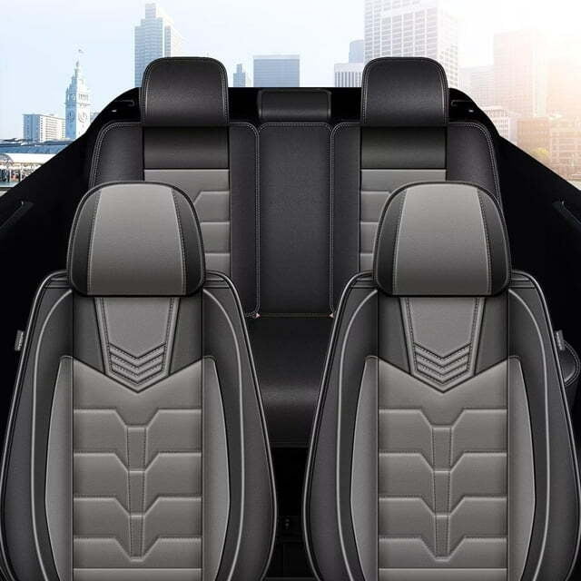 Car Seat Covers Full Set for Infiniti Q70 2014-2019 Waterproof Leather Seat Covers Cushion Lumbar Support Comfort Automotive Interior Grey,Full Set(2 Row 5 Seats)