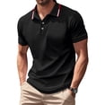 thumbnail image 3 of FOPSUFGWFO Men Polo Shirts Casual Breathable Short Sleeve Golf Shorts With Pocket Classic Fit Soft Daily Wear Blouses For Male Sports Hiking Black L, 3 of 3