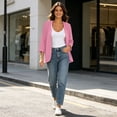 thumbnail image 7 of Lenpel Womens 3/4 Sleeve Tops Lightweight Open Front Solid Color Cardigans Comfy Soft Casual Loose Cover up Tops, 7 of 7