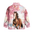 thumbnail image 5 of Chaqlin Cherry Blossom Classic Horse Kids Wolf Sweatshirt Quarter Zip Up Pullover Animal Print Top Howling Wolf Design Trendy Fall Clothes for Boys Girls Size 13-14, 5 of 7
