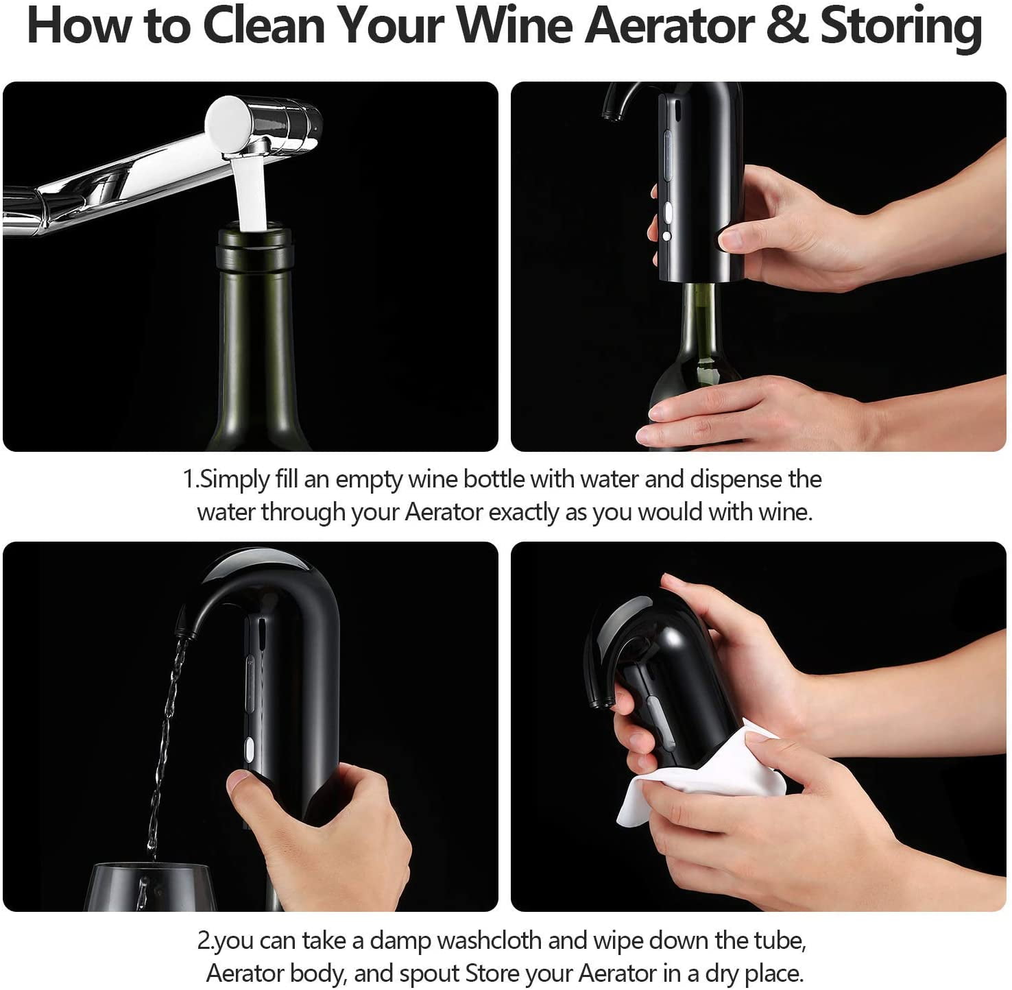 Cljlixcy Automatic Wine Dispenser Portable USB Rechargeable Electric Wine Decanter One Touch Auto Wine Pourer Wine Stopper Electric Wine Aerator Black 