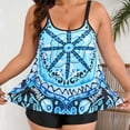 thumbnail image 2 of WREESH Womens Tankini Plus Size 2025 Spring Fashion Plus Size Conservative Skirt Style Two-Piece Swimsuit Suit Beach Bathing Suit Blue, 2 of 6